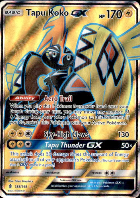 Pokemon Sun Moon Guardians Rising Single Card Ultra Rare Tapu Koko GX