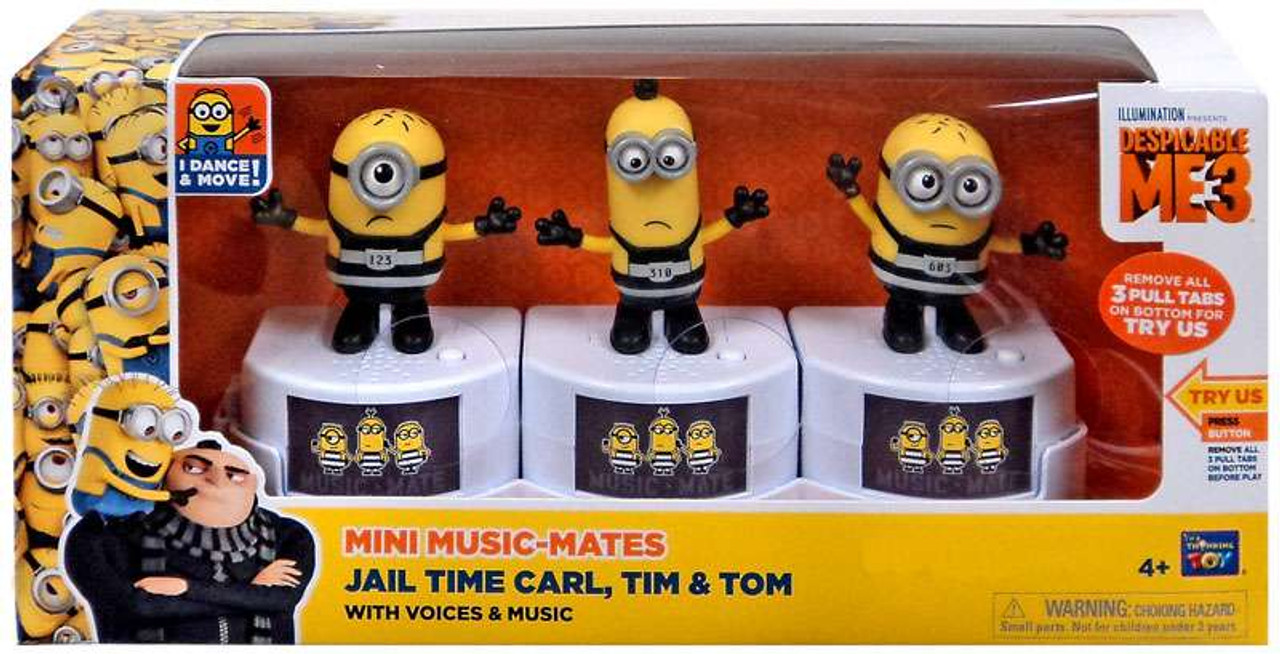 Despicable Me 3 Mini Music Mates Jail Time Carl Tim Tom 3 Figure 3 Pack With Voices Music Think Way Toywiz - roblox toys jail
