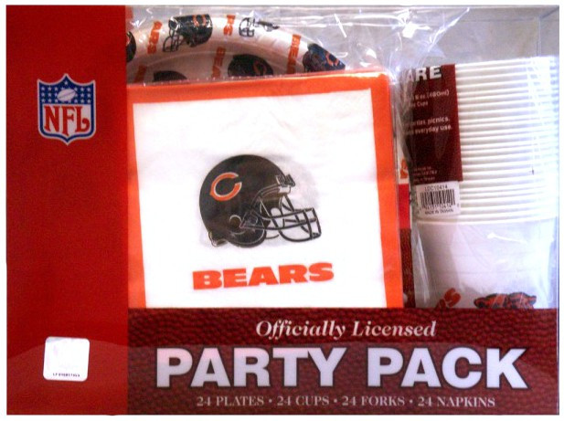 Chicago Bears Plates Cups Forks Napkins Party Pack Nfl - 