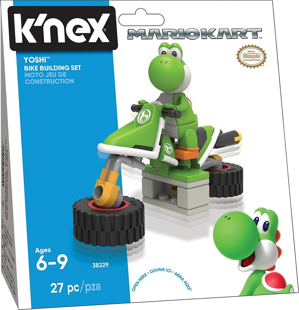 YOSHI  KNEX Super Mario Mario Kart 8 Yoshi Bike Building Set 38229 - ToyWiz