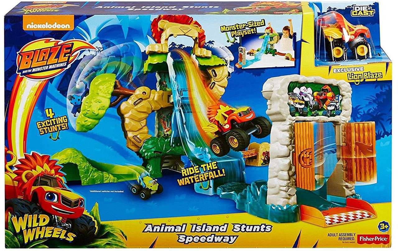 Fisher Price Blaze The Monster Machines Animal Island Stunts Speedway Playset Toywiz - fat blaze roblox