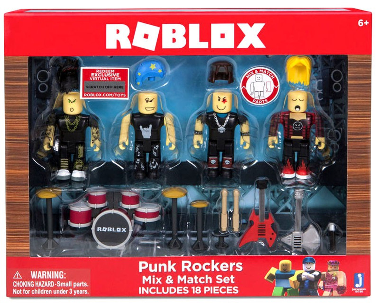 Roblox Mix Match Punk Rockers 3 Figure 4 Pack Set Jazwares Toywiz - roblox the neighborhood of robloxia patrol car sheriff figure