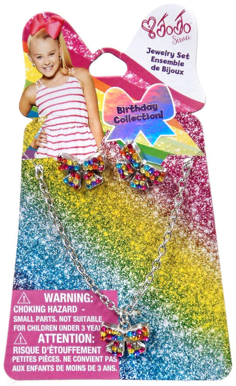 Jojo Siwa Birthday Collection Rainbow Necklace Earrings Jewelry