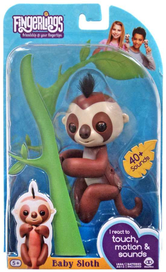 Fingerlings Baby Sloth Kingsley Figure Brown WowWee ToyWiz