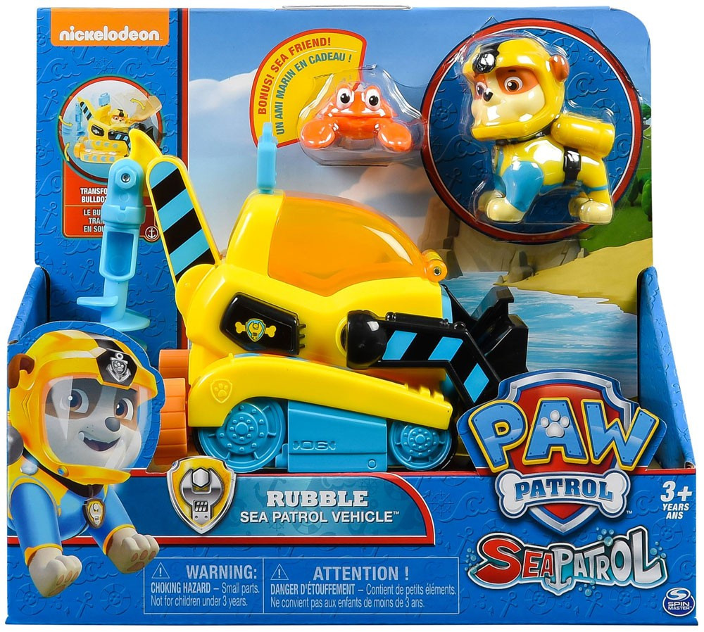 Paw Patrol Sea Patrol Rubble Vehicle Figure Sea Patrol Vehicle Spin