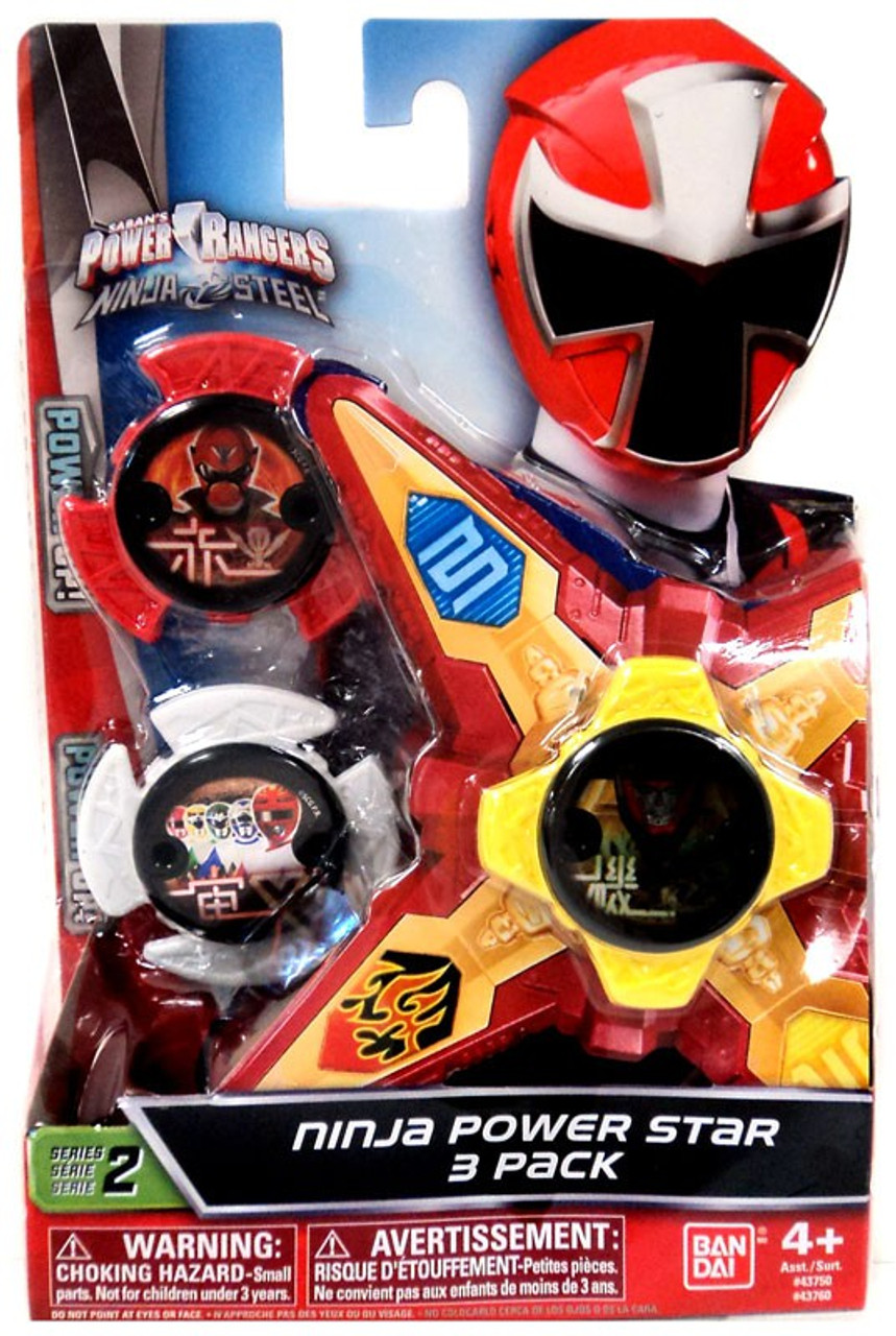 Power Rangers Ninja Steel Series 2 Red White Yellow Ninja Power Stars 3 Pack Bandai America Toywiz - power rangers ninja steel song id roblox