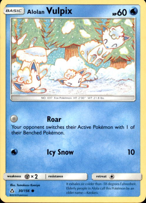 Pokemon Sun Moon Ultra Prism Single Card Common Alolan Vulpix 30 Toywiz