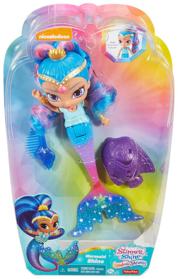 Fisher Price Shimmer Shine Rainbow Zahramay Mermaid Shine 6 Bath Doll