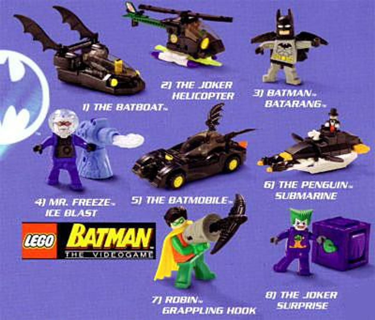 Lego Batman Happy Meal Set Of 8 Lego Batman Figures Mcdonalds Toywiz - roblox blast hook