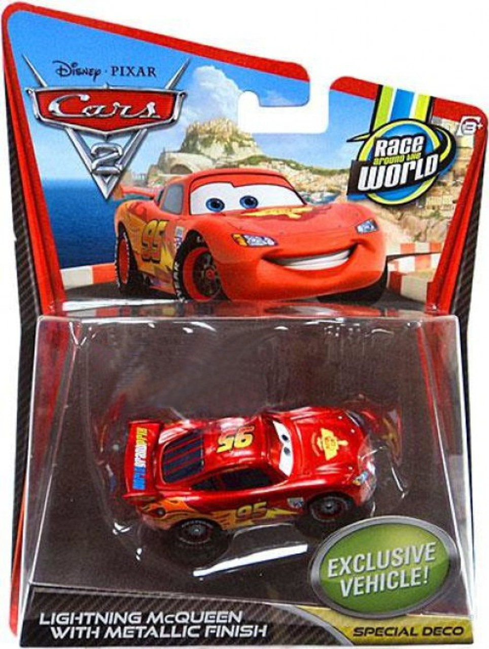 Disney Pixar Cars Cars 2 Main Series Lightning Mcqueen With Metallic Finish Exclusive 155 