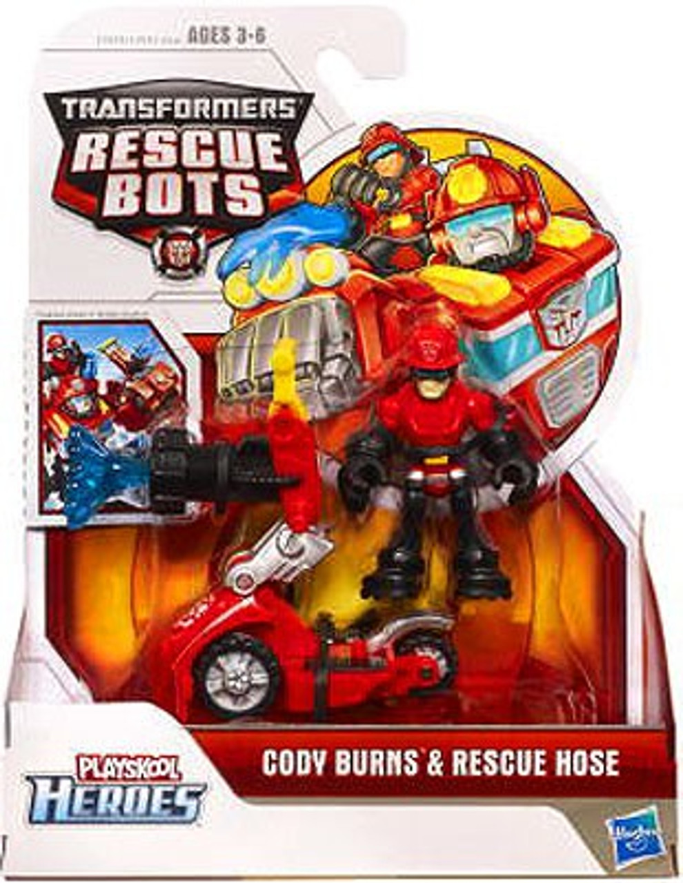 Cody Burns and Rescue Hose Playskool Transformers Rescue Bots 