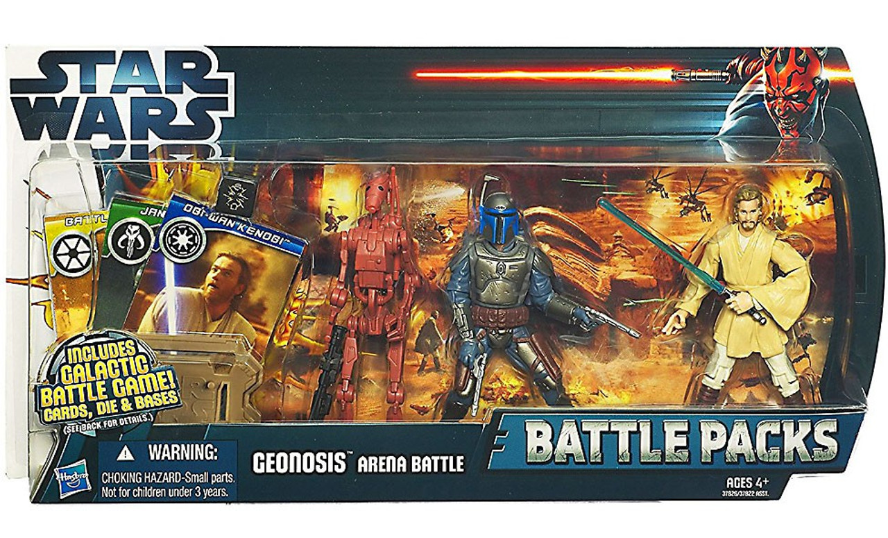 Star Wars Attack Of The Clones 2012 Battle Pack Geonosis Arena Battle 3 75 Action Figure 3 Pack Battle Droid Jango Fett Obi Wan Kenobi Hasbro Toys Toywiz - star wars the battle of geonosis roblox