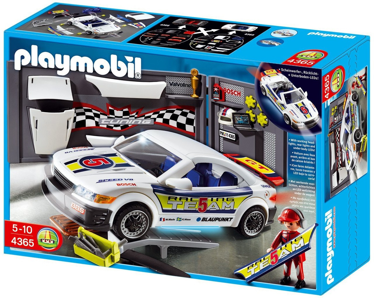 Playmobil Police Car Repair Shop and Race Car with Headlights Set 4365 ToyWiz