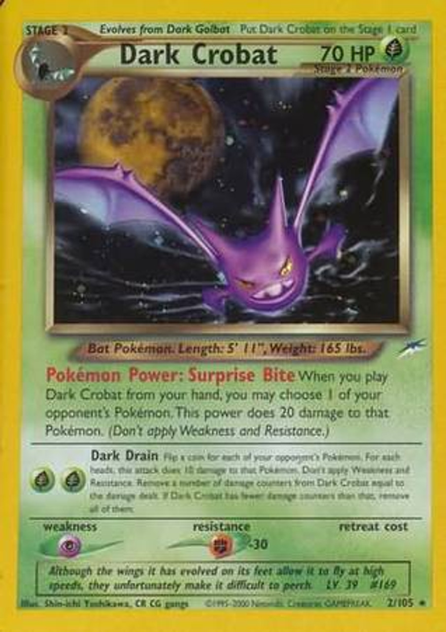 Pokemon Neo Destiny Single Card Rare Holo Dark Crobat 2 Toywiz - jiren machop roblox