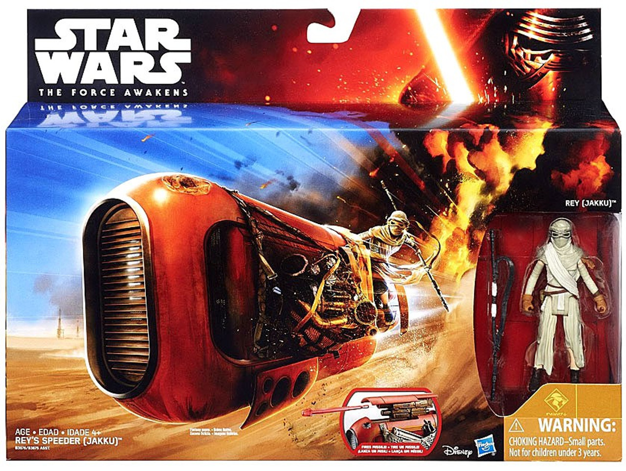 Star Wars The Force Awakens Reys Speeder Jakku With Rey 3 75 Deluxe Vehicle Class I Hasbro Toys Toywiz