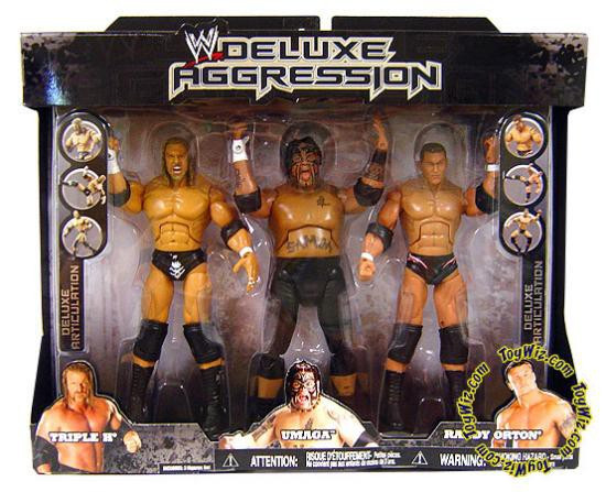 WWE Wrestling Deluxe Aggression Randy Orton, Triple H Umaga Exclusive