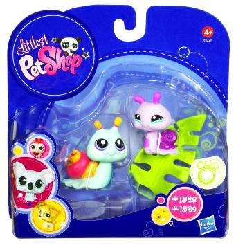 Littlest Pet Shop 2010 Assortment B Series 4 Pink Blue Snails with Leaf