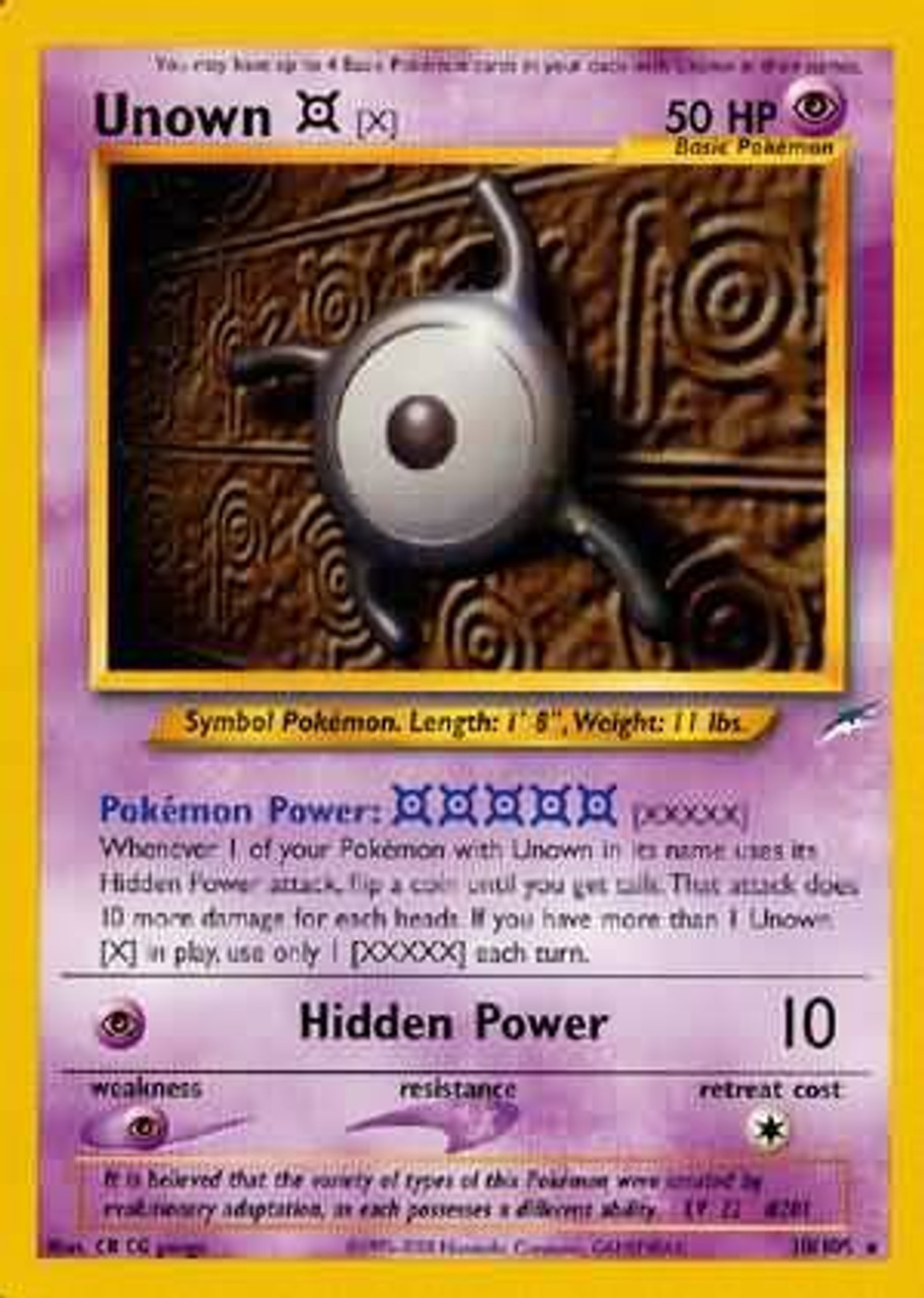 Pokemon Neo Destiny Single Card Rare Unown X 30 Toywiz - unown y roblox