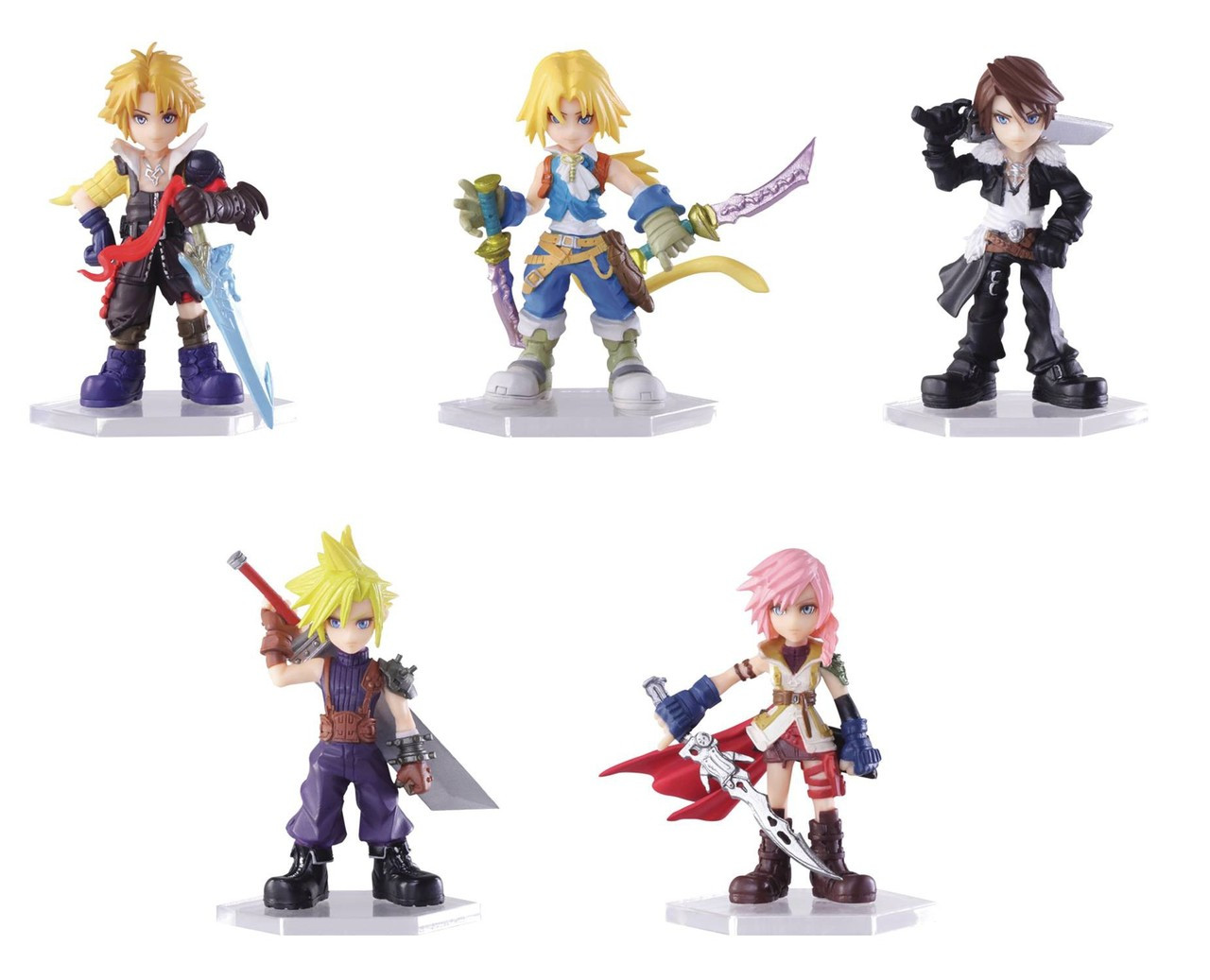 Dissidia Final Fantasy Trading Arts Cloud Strife Lightning Squall Leonhart Tidus And Zidane Tribal Set Of 5 Mini Figures Square Enix Toywiz - strife grand sword roblox