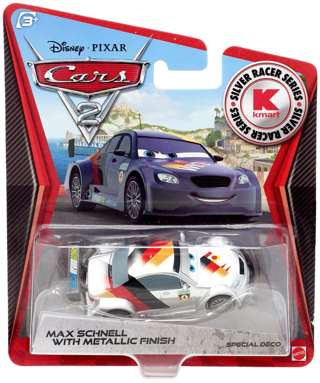 Disney Pixar Cars Cars 2 Silver Racer Series Max Schnell With Metallic Finish Exclusive 155 Diecast Car Mattel Toys Toywiz - roblox disney pixar cars 2