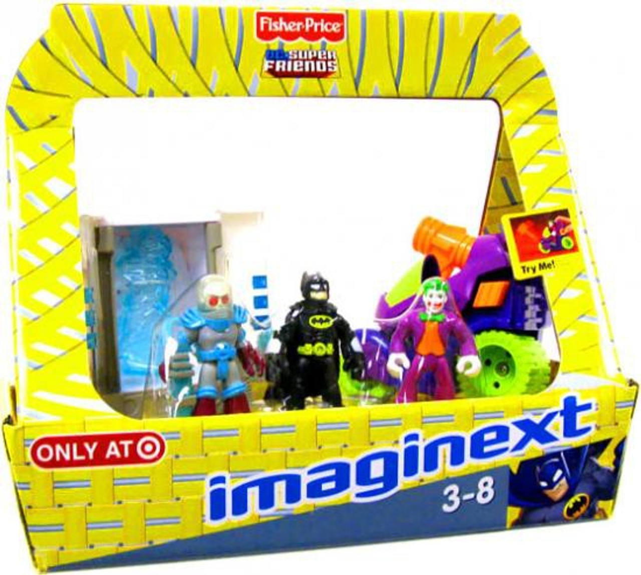 Fisher Price Dc Super Friends Imaginext Mr Freeze With Chamber Batman Joker With Motorcycle Exclusive 3 Figure Set Toywiz - mr freeze roblox