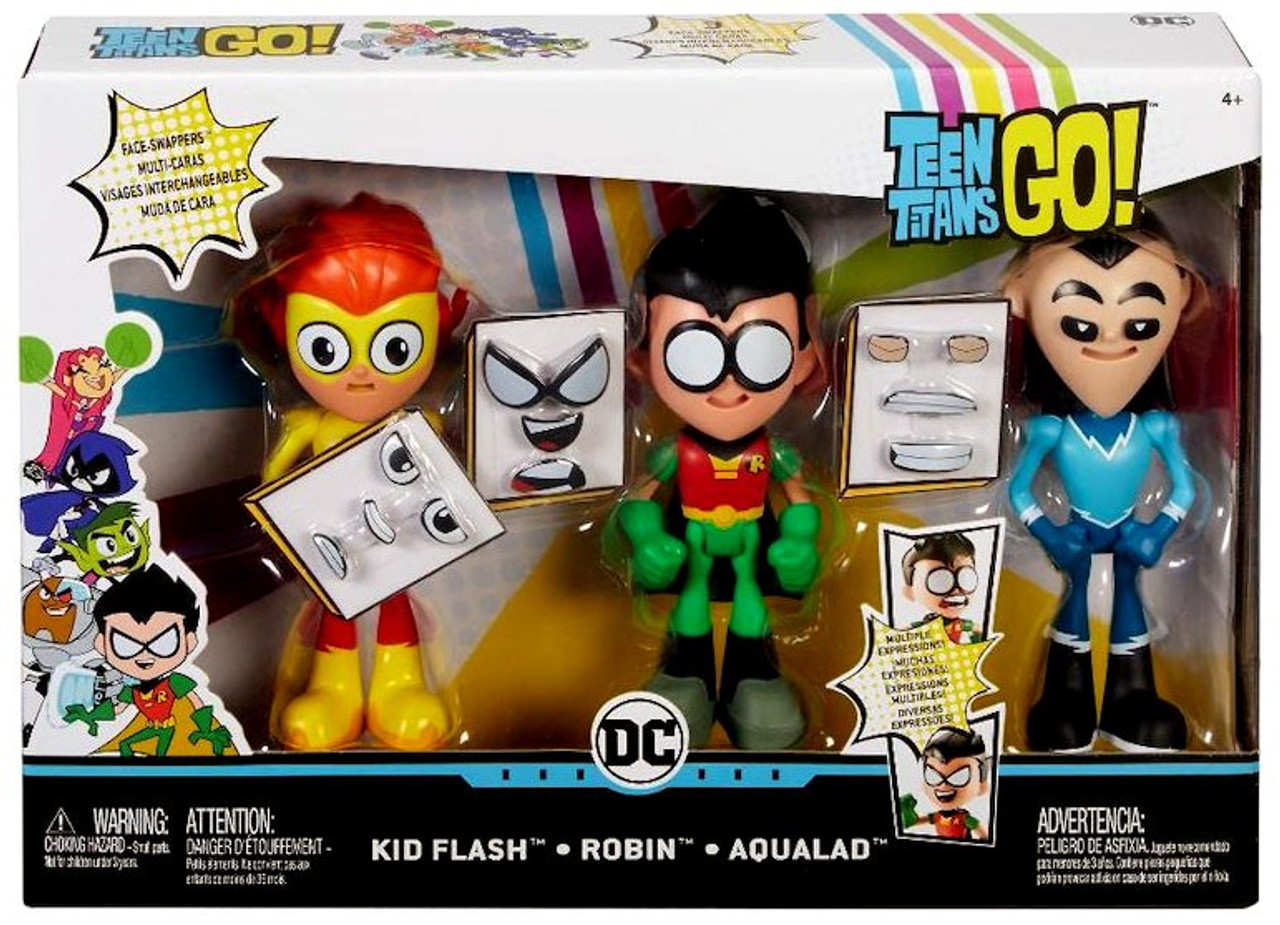 Teen Titans Go Face Swappers Kid Flash Robin Aqualad 6 Figure 3 Pack Mattel Toys Toywiz - robin face roblox