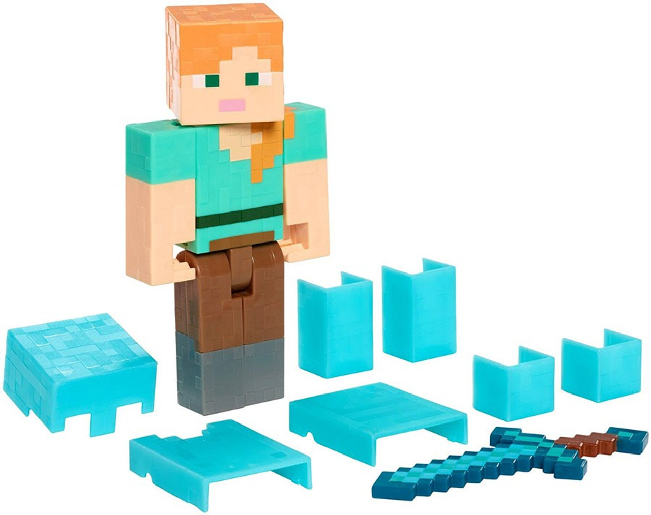 What is the title of this picture ? Minecraft Alex in Diamond Armor 5 Action Figure Mattel Toys - ToyWiz