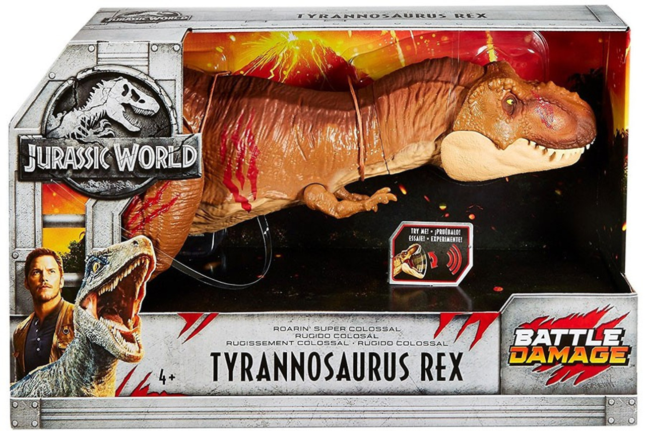 Jurassic World Fallen Kingdom Roarin Super Colossal Tyrannosaurus Rex Exclusive Action Figure Battle Damage Mattel Toywiz - dino belly t shirt roblox