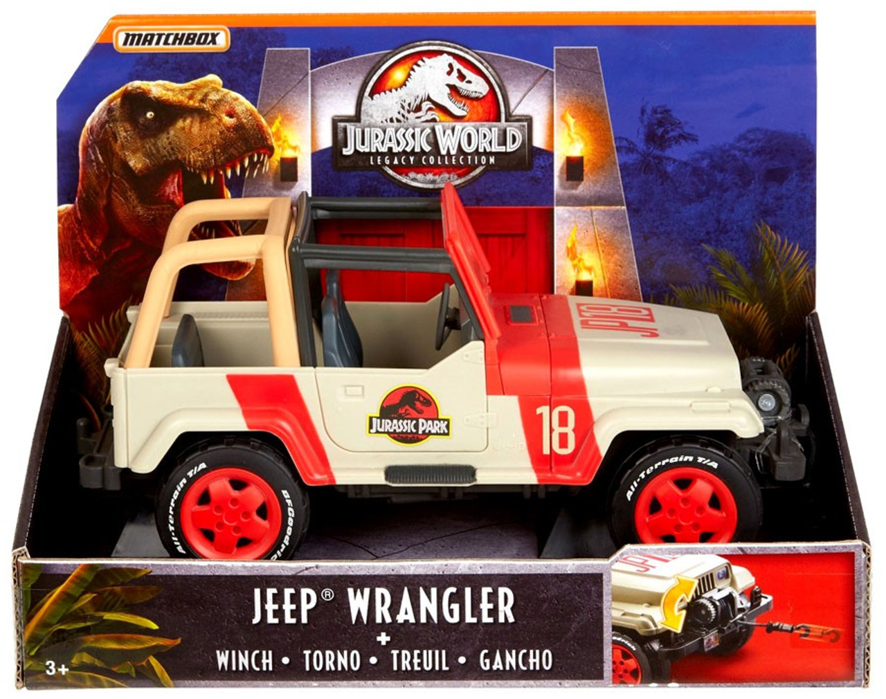 Jurassic World Matchbox Legacy Collection Jeep Wrangler With Winch Exclusive Vehicle Mattel Toywiz - jurassic park tour vehicle roblox