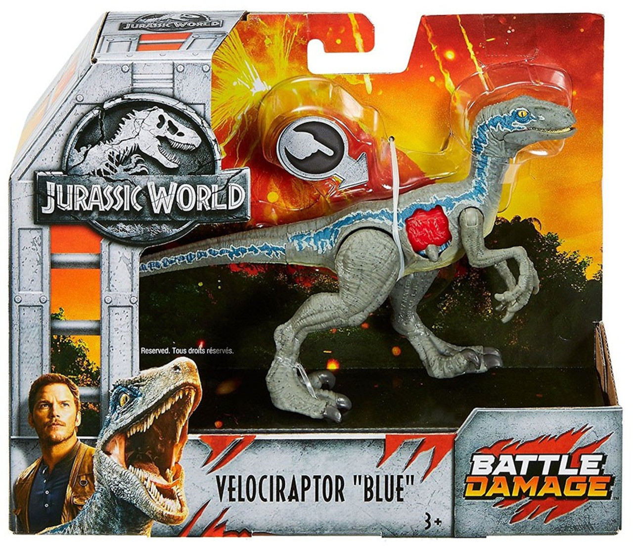 Jurassic World Fallen Kingdom Battle Damage Velociraptor Blue 5 Action Figure Mattel Toywiz