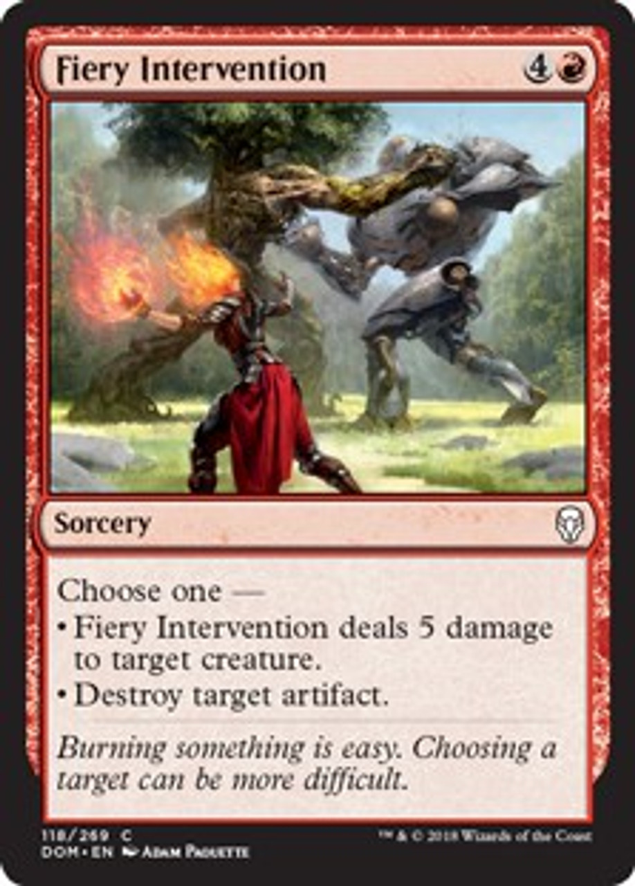 Magic The Gathering Dominaria Single Card Common Fiery Intervention 118 Toywiz - compass build and destroy roblox