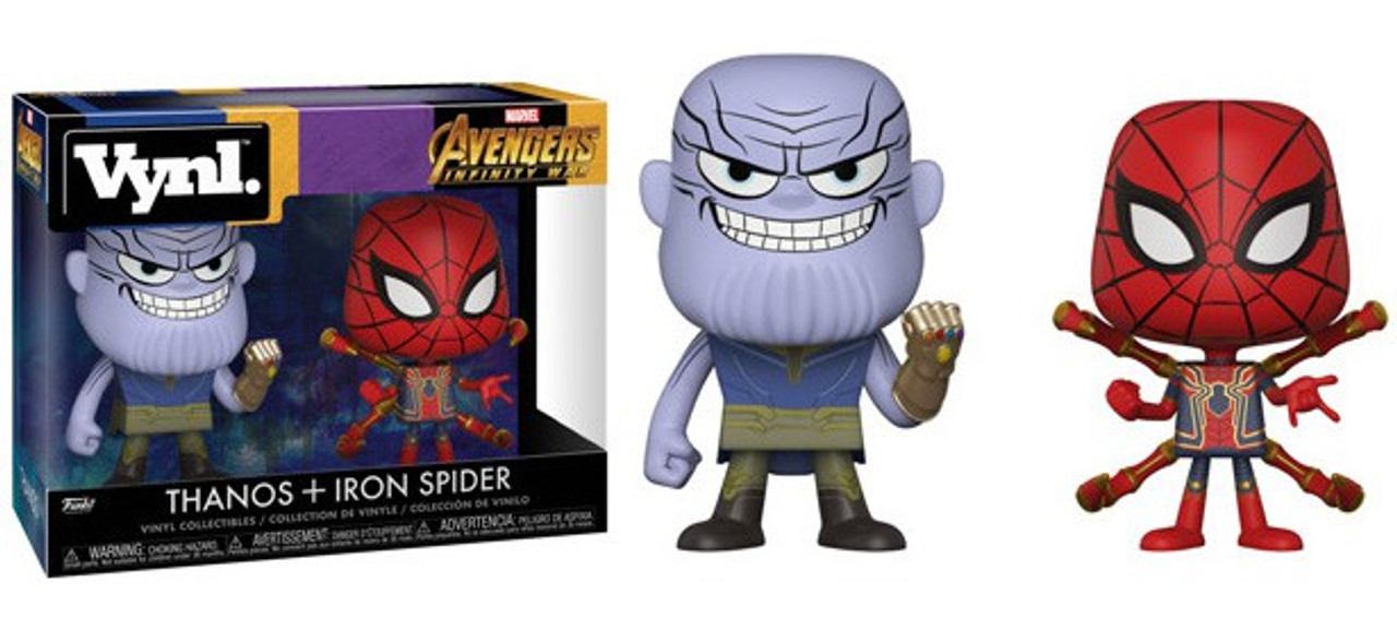Funko Marvel Avengers Infinity War Vynl Thanos Iron Spider Vinyl Figure 2 Pack Toywiz - thanos in roblox roblox avengers infinity war