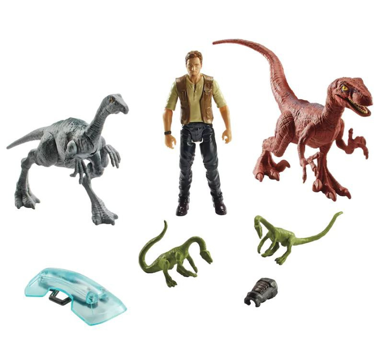 Jurassic World Fallen Kingdom Velociraptor, Owen, 2x Compsognathus ...