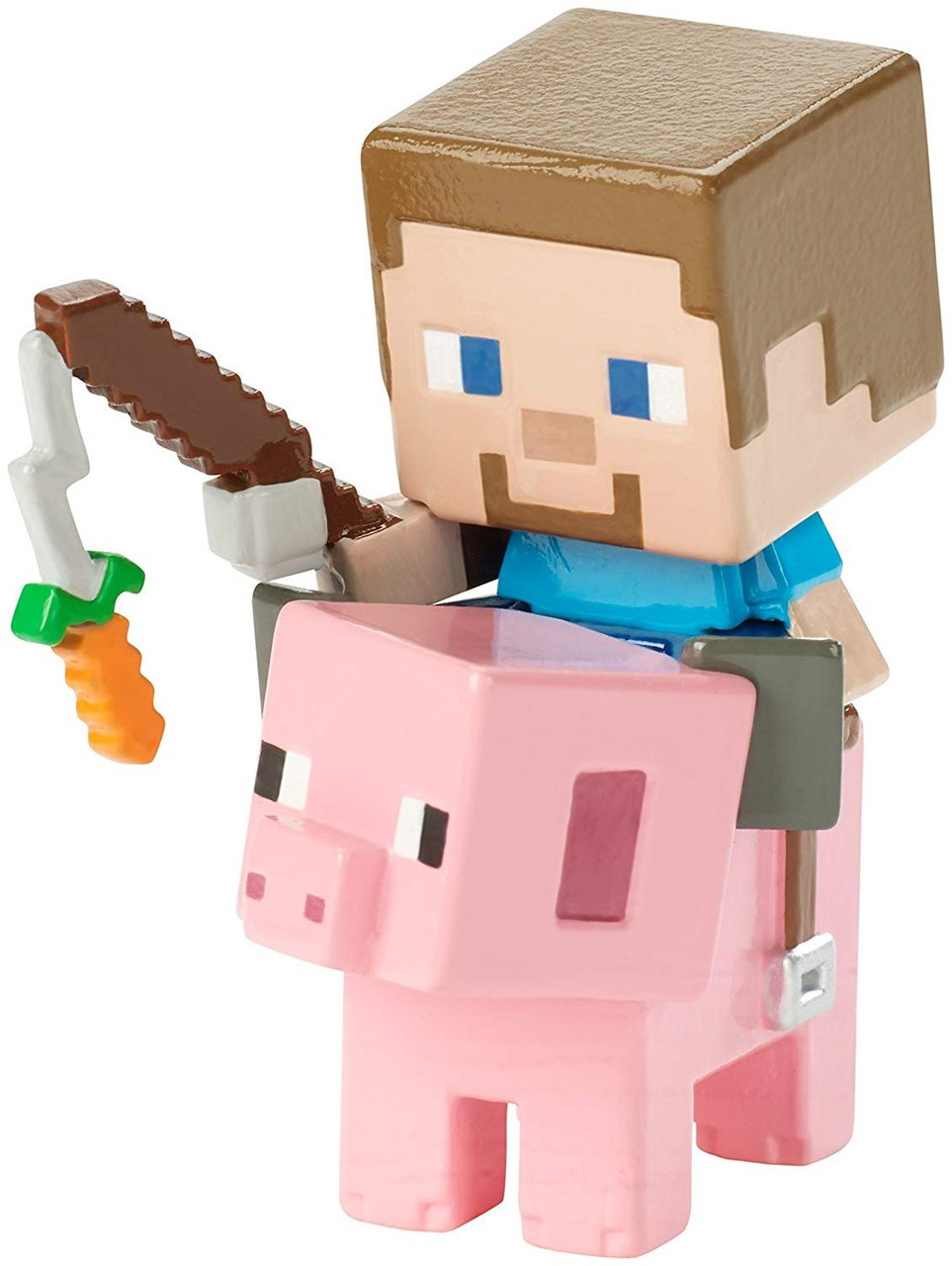 Minecraft Riders Steve on Saddled Pig 1.5 Mini Figure Mattel Toys - ToyWiz