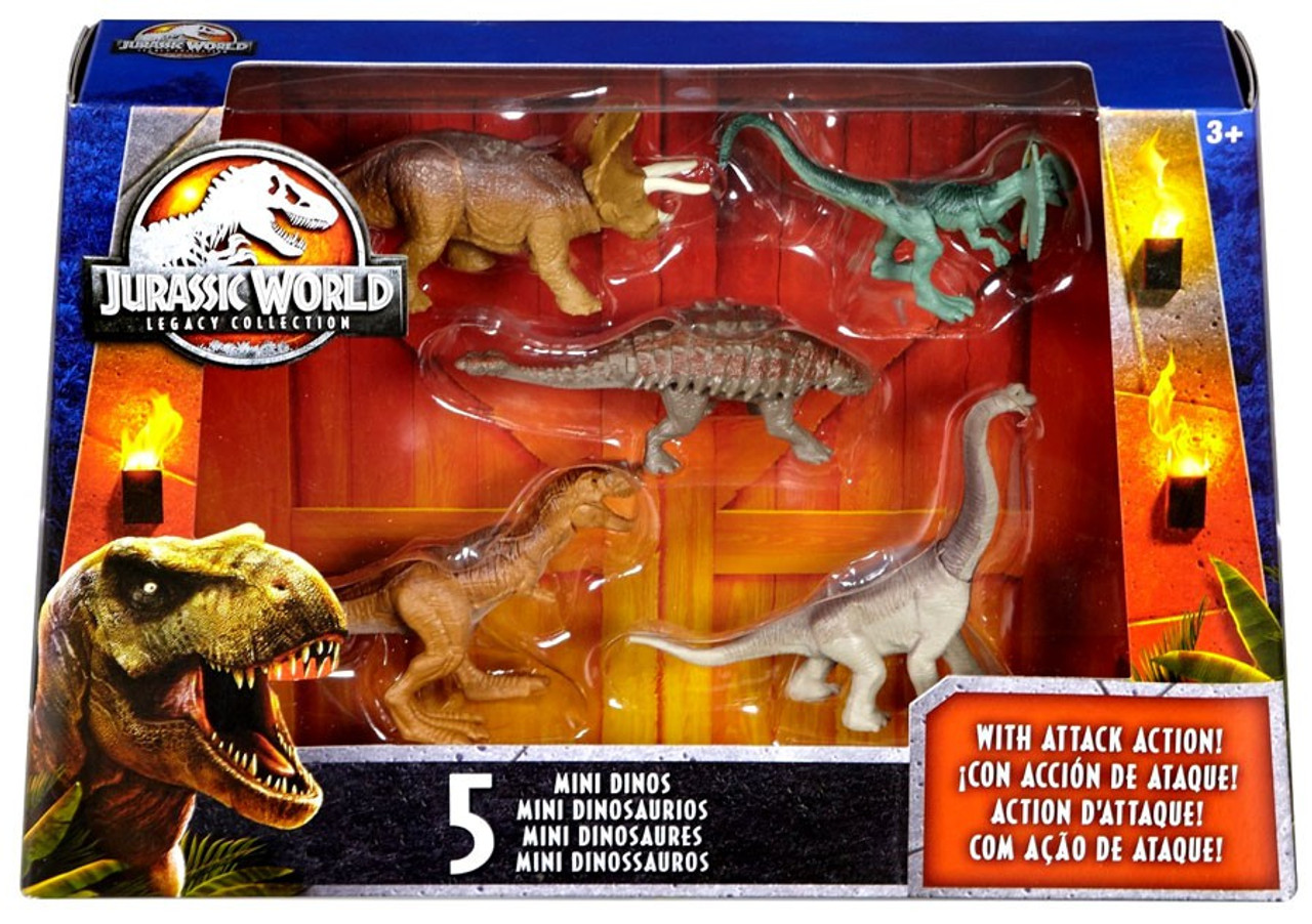 Jurassic World Tyrannosaurus Rex Brachiosaurus Dilophosaurus Triceratops Ankylosaurus 2 Mini Dinosaur Figure 5 Pack Mattel Toywiz
