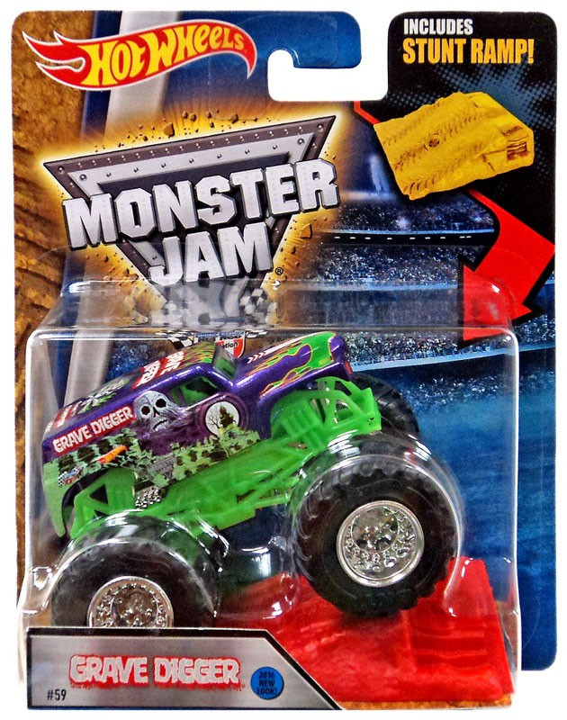 Hot Wheels Monster Jam Grave Digger 164 Diecast Car Stunt Ramp, Purple Mattel Toys ToyWiz
