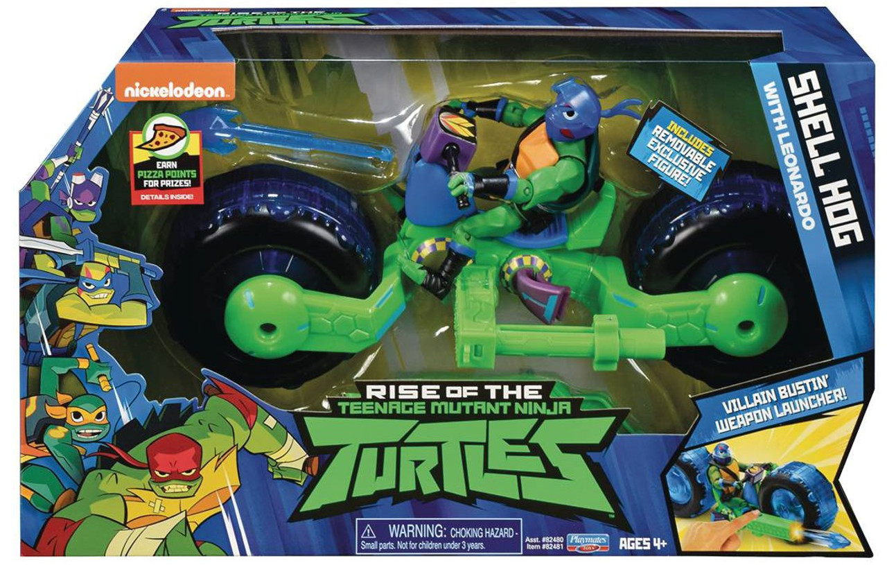 Teenage Mutant Ninja Turtles Nickelodeon Rise Of The Tmnt Leonardo With Shell Hog 4 5 Action Figure Vehicle Playmates Toywiz - blue face roblox id bustin