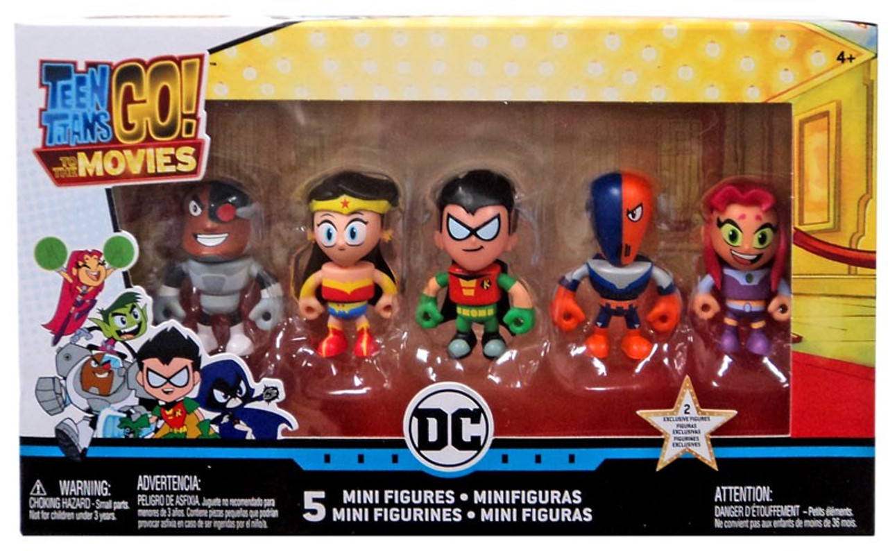 Teen Titans Go Movie Cyborg Wonder Woman Robin Slade Starfire Mini Figure 5 Pack Mattel Toys Toywiz - slade s mask roblox