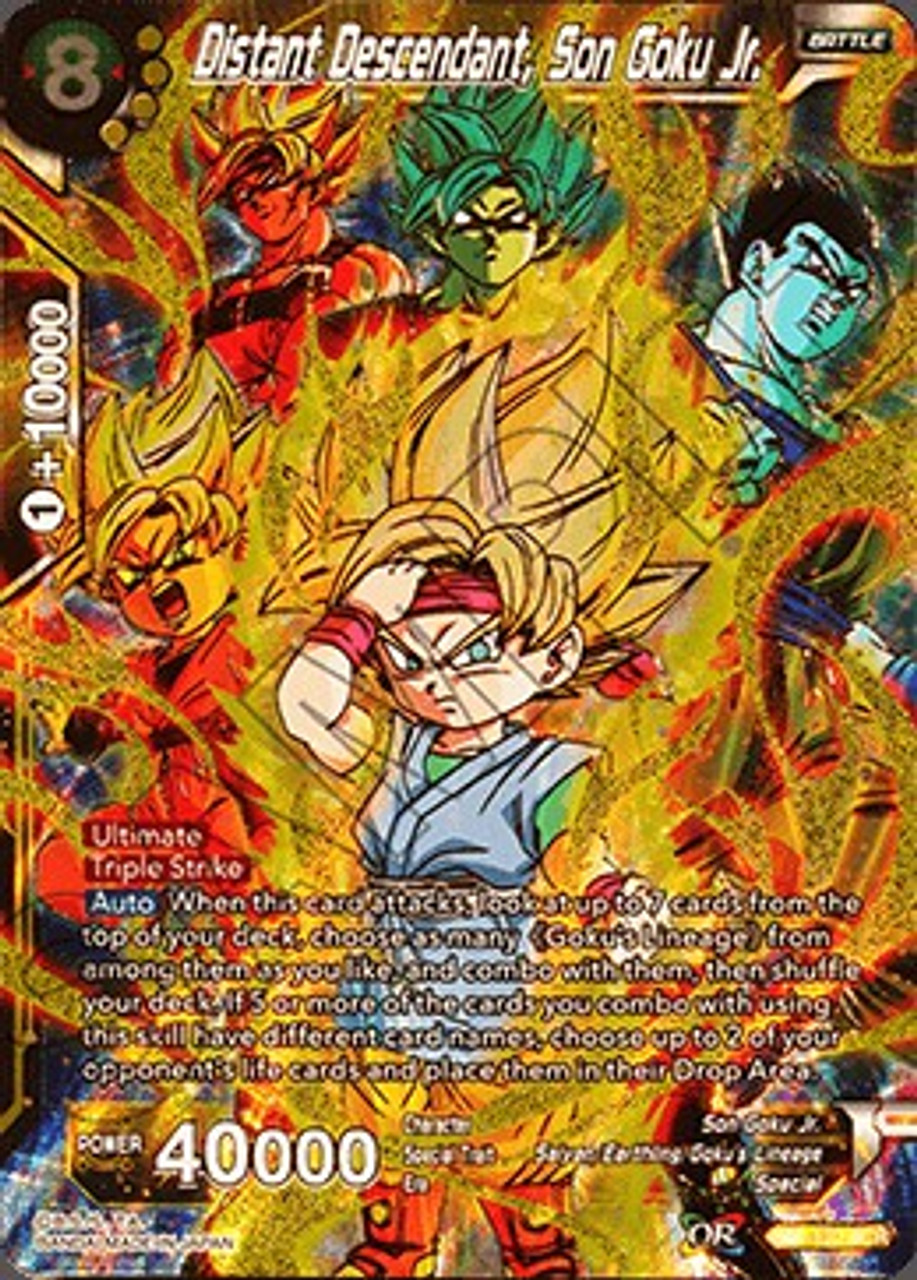 Dragon Ball Super Trading Card Game Colossal Warfare Single Card Secret Rare Distant Descendant Son Goku Jr Bt4 123 Toywiz - roblox goku jr shirt
