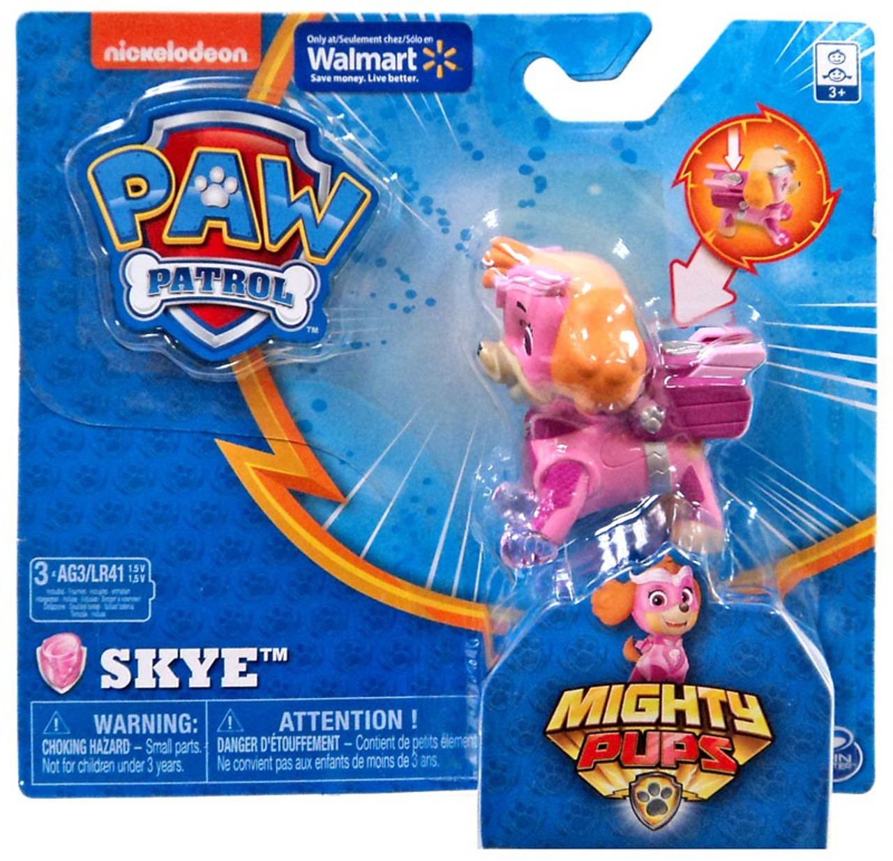 Paw Patrol Mighty Pups Skye Exclusive Figure Light Up Badge Paws Spin Master Toywiz 0553