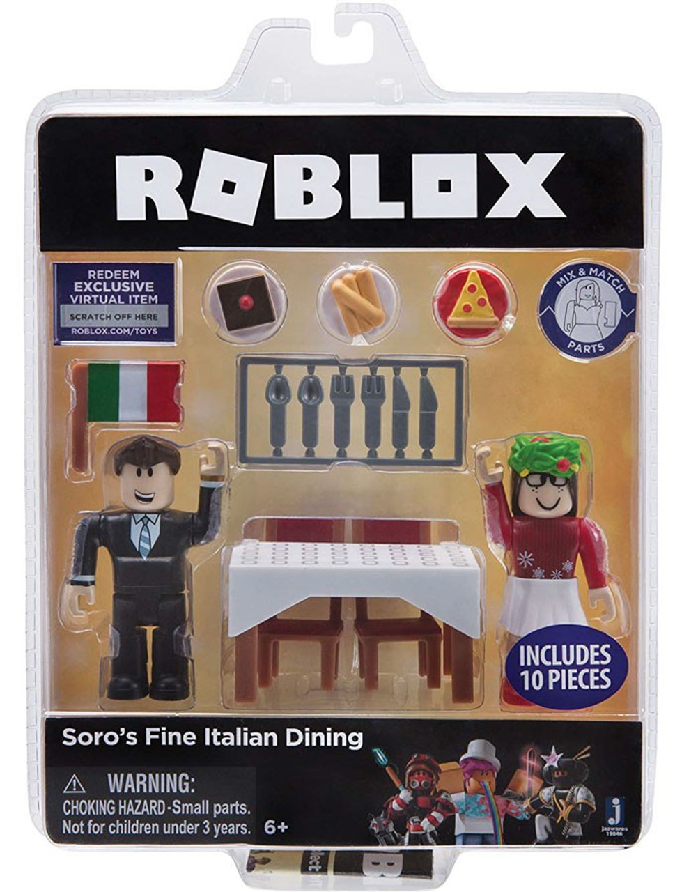 Roblox Soros Fine Italian Dining 3 Action Figure 2 Pack Jazwares Toywiz - roblox work at a pizza place game pack jazwares toywiz