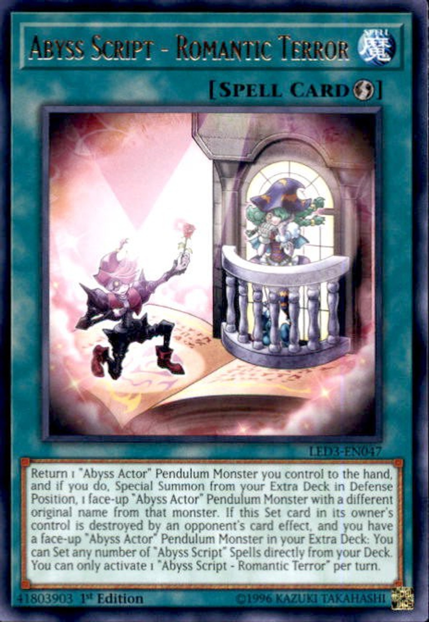 Yugioh White Dragon Abyss Single Card Rare Abyss Script Romantic Terror Led3 En047 Toywiz - roblox my hero legendary script