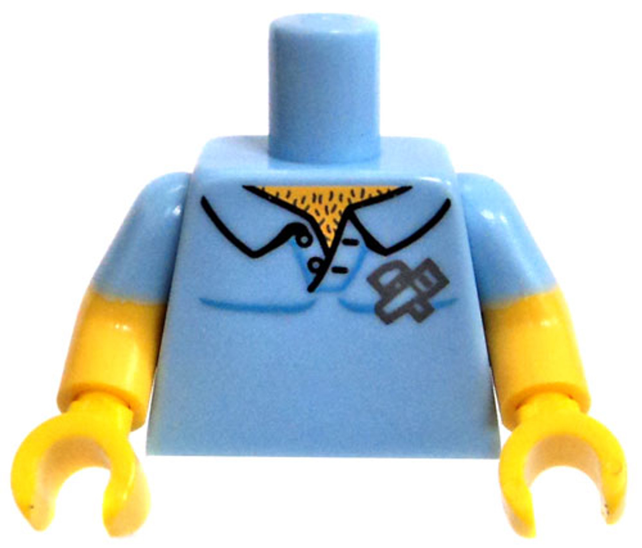 Lego Minifigure Parts Blue Buttondown With Hairy Chest Loose Torso Loose Toywiz - hairy shirt on roblox