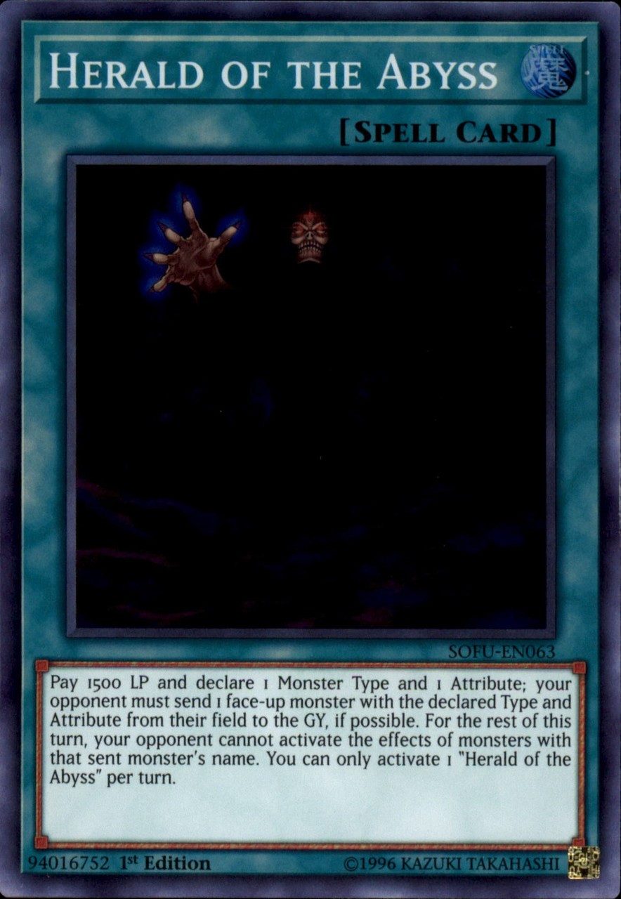 Yugioh Soul Fusion Single Card Super Rare Herald Of The Abyss Sofu En063 Toywiz - t the abyss roblox