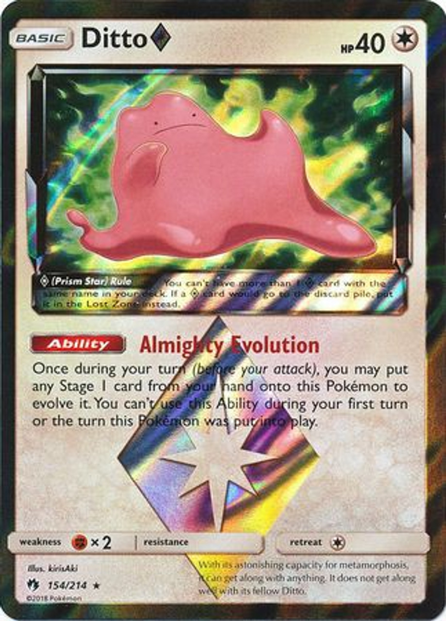 Pokemon Trading Card Game Lost Thunder Single Card Rare Holo Ditto Prism Star 154 - ToyWiz
