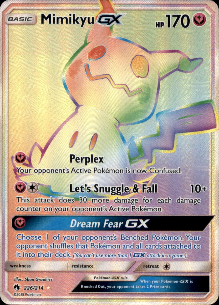 Pokemon Trading Card Game Lost Thunder Single Card Hyper Rare Mimikyu Gx 226 Toywiz - perplex roblox