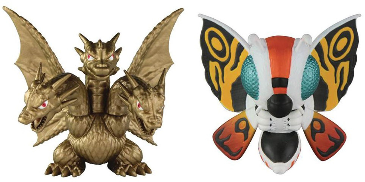 Godzilla Chibi King Ghidorah Mothra Mini Figure 2 Pack Bandai America Toywiz - roblox kaiju world how to get ghidorah