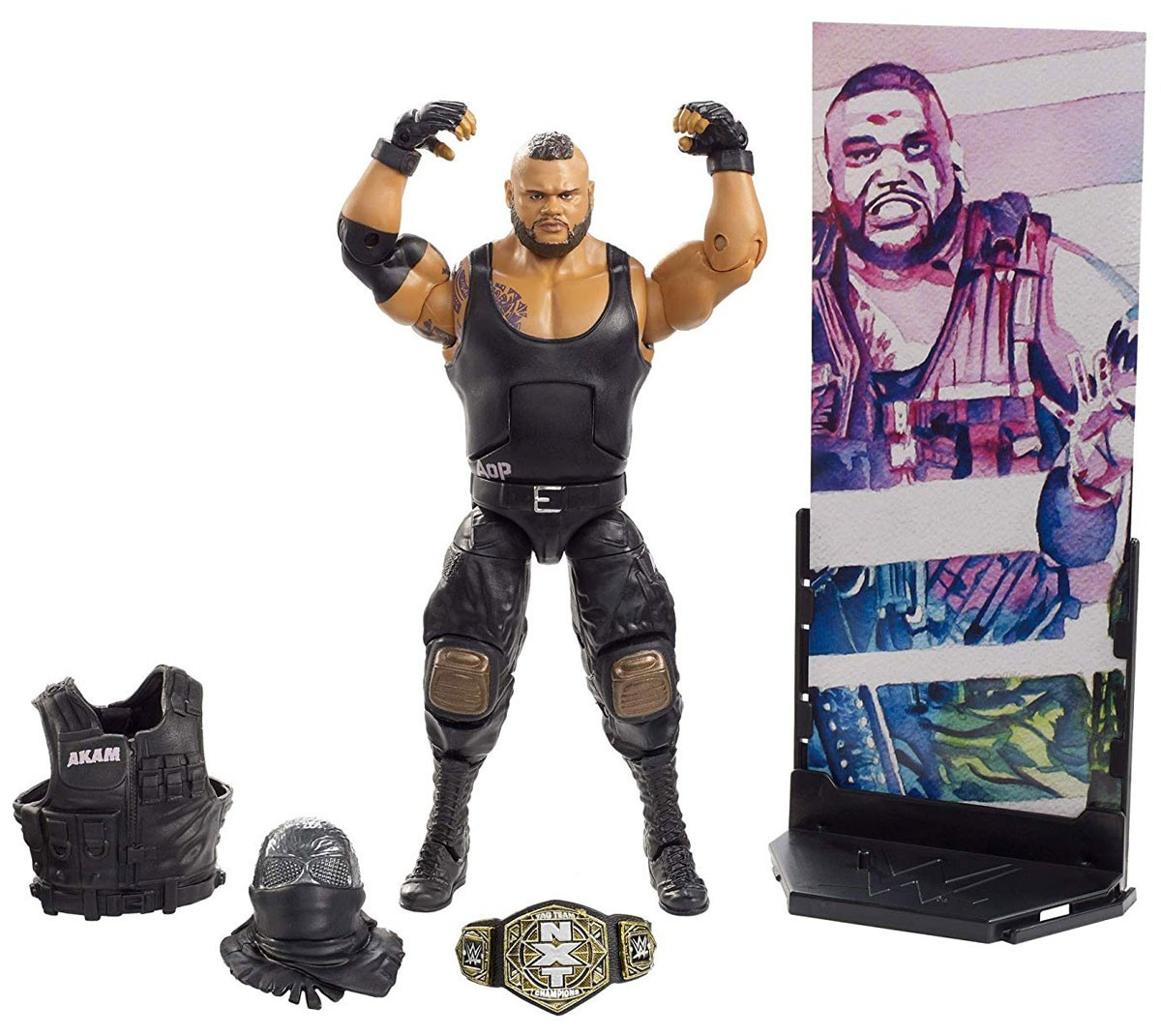 WWE Wrestling Elite Collection Series 62 Akam 7 Action Figure NXT Tag Team Championship Entrance
