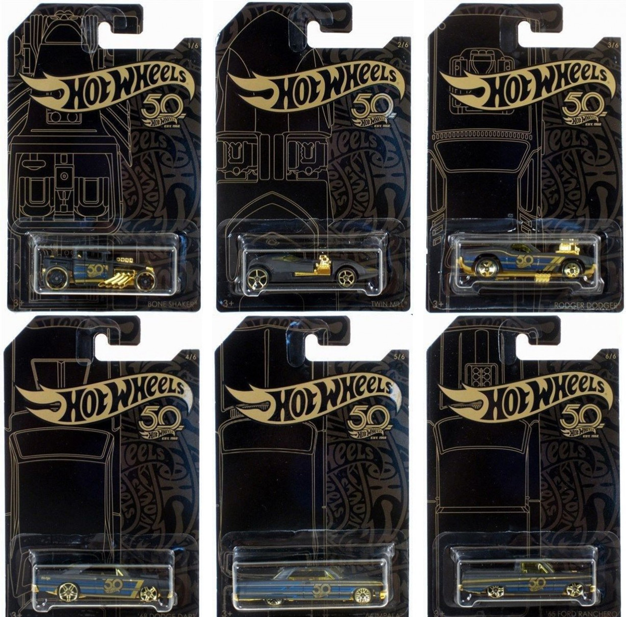 hot wheels black and gold set