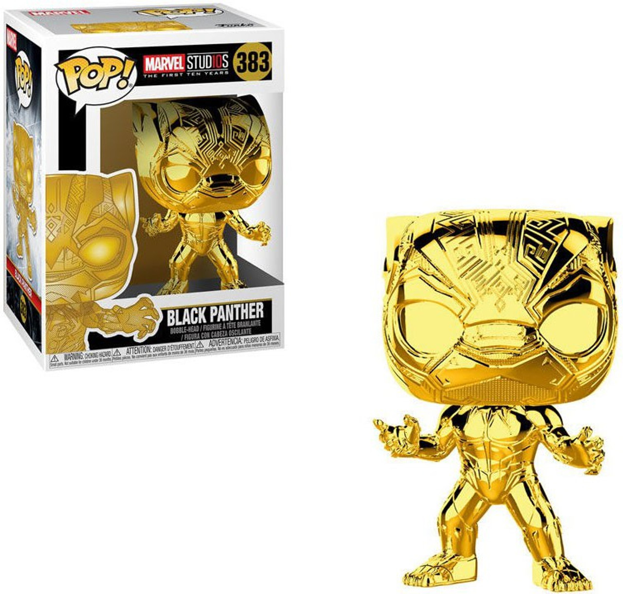 Funko Marvel Studios 10 Pop Marvel Black Panther Vinyl Bobble Head 383 Gold Chrome Damaged Package Toywiz - super heros like black panther and sonic and roblox and at